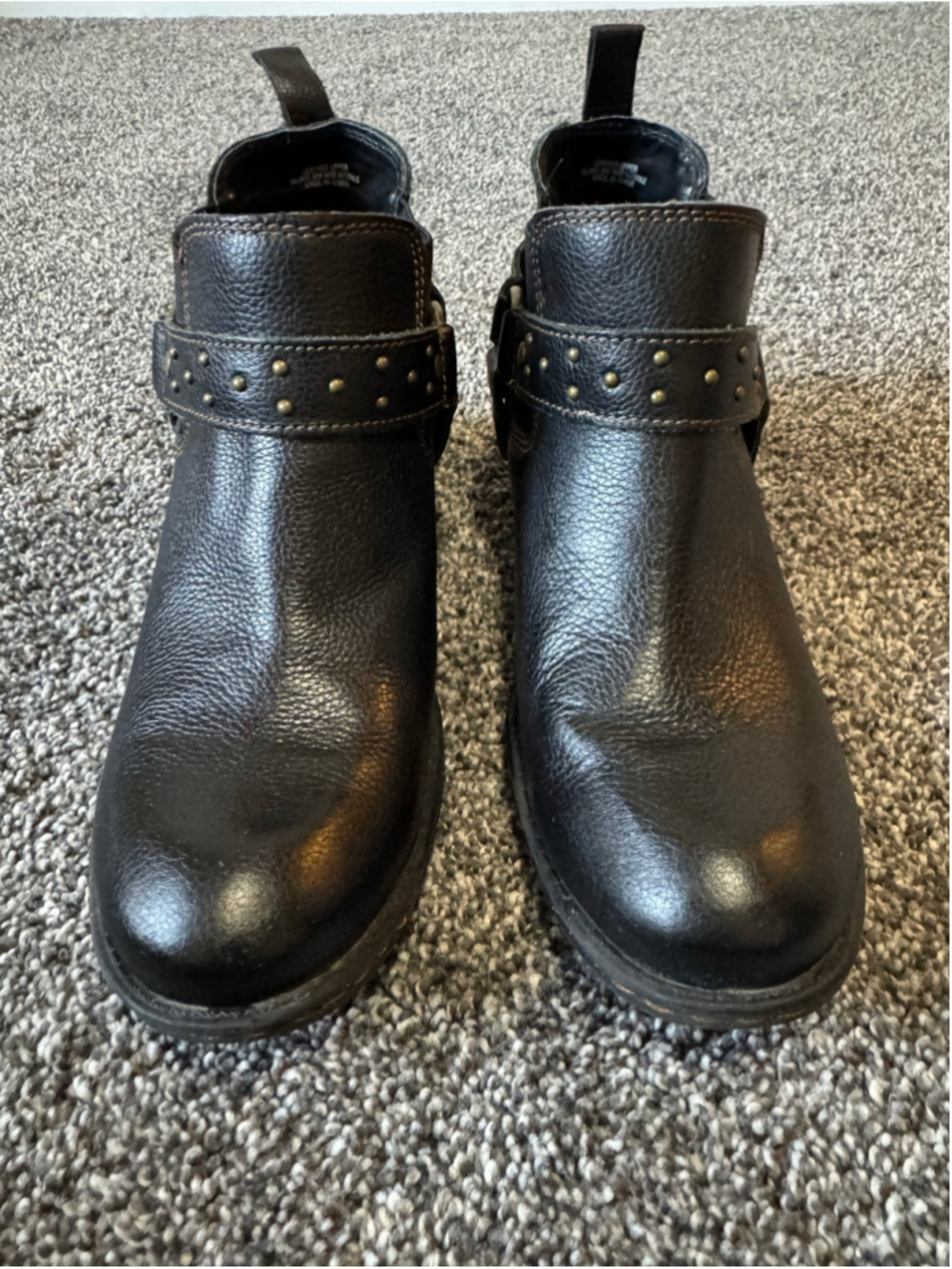 Women's b.o.c Claudette Studded Buckle Black Leather Biker Ankle Boots Size 8